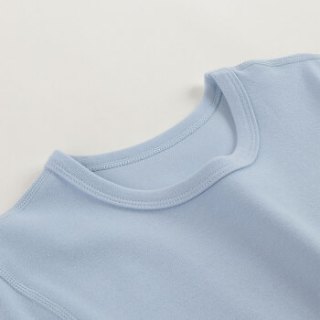 磨绒弹力棉保暖女童男童儿童圆领长袖睡衣棉毛衫套装 29267d1 香芋蓝