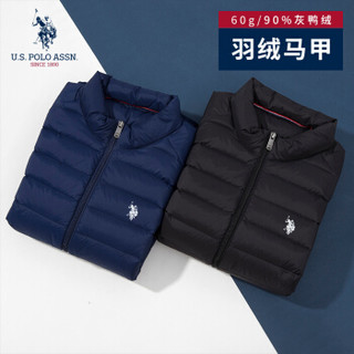 U.S. POLO ASSN.羽绒马甲男2019新款秋冬季短款轻薄羽绒背心马夹 蓝色 175/96A（L）