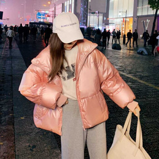 米兰茵（MILANYIN）女装 2019年冬季新款女短款韩版学生百搭棉服 NYml424 粉色 2XL