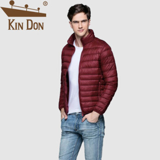 金盾（KIN DON）羽绒服 男2019冬季新款运动防寒保暖时尚休闲立领轻薄短款羽绒服 QT815-F01 酒红色 XL