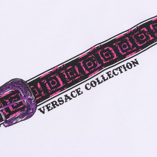 VERSACE COLLECTION 范思哲 奢侈品 19秋冬新款 男士白色棉质腰带印花长袖T恤 V800491R VJ00615 V7001 XL码