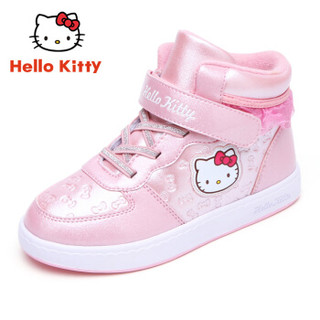 HELLOKITTY 女童运动鞋 冬季保暖高帮休闲板鞋 K7543818 粉色26