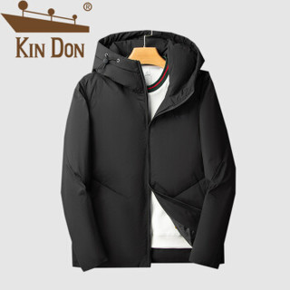 金盾（KIN DON）羽绒服 男2019冬季新款休闲百搭韩版潮流连帽纯色加厚保暖外套 D220-B777 黑色 4XL