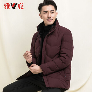 雅鹿羽绒服男2019冬季新款商务休闲时尚立领中老年男士保暖外套爸爸装YB67U0810 深蓝 5XL