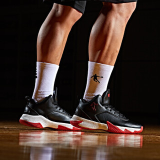 乔丹 篮球鞋男鞋高帮运动鞋男学生实战战靴耐磨减震球鞋 XM3590126 黑色/极光红 44