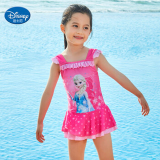 迪士尼（DISNEY）儿童泳衣 迪士尼冰雪奇缘系列 女童连体裙式泳装S19B2Q0121A 玫红色 130
