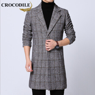 鳄鱼恤（CROCODILE）风衣 男士2019秋冬时尚潮流青春休闲大码风衣 713A-FY9007 灰色 L