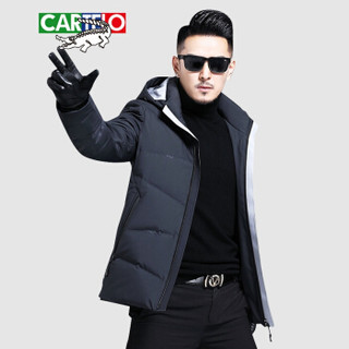 卡帝乐鳄鱼（CARTELO）羽绒服 男士潮流连帽保暖羽绒衣服外套D236A-9018蓝色190