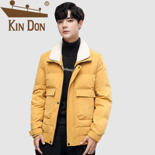 金盾（KIN DON）羽绒服 男2019冬季新款休闲百搭韩版潮流立领加厚保暖工装毛领外套 QT708-T05 黄色 4XL