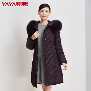 鸭鸭（YAYA）羽绒服女中长款连帽毛领韩版潮流羽绒服女装 B-329 宝石兰 190