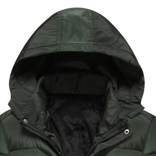 恒源祥棉衣男装外套中年棉服加厚常规款可脱卸帽子保暖棉袄 绿咖 2XL（185/100A）