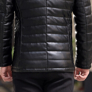 俞兆林（YUZHAOLIN）轻量羽绒服 男士时尚简约羽绒服皮衣外套2020-1-1707黑色L