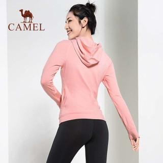 骆驼 CAMEL Y9W1T6601 骆驼女士运动服  秋冬长袖连帽上衣瑜伽健身吸汗修身休闲卫衣 粉色 M