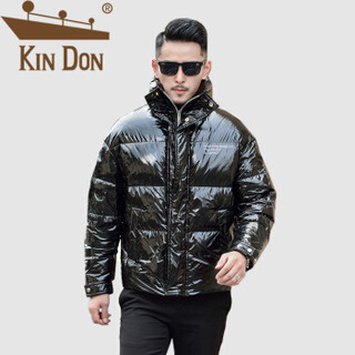 金盾（KIN DON）羽绒服 男2019冬季新款休闲百搭韩版潮流立领亮面加厚保暖外套 QT2009-Y118-2 黑色 4XL