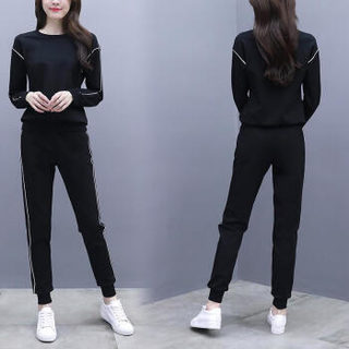 维迩旎 2019秋季新款女装新品卫衣女韩版潮宽松大码休闲运动服两件套套装女 zx4362-608 灰色 XXL