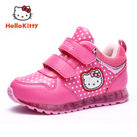 HELLOKITTY 童鞋女童运动鞋 冬季新款加绒保暖棉鞋女孩休闲鞋 K8543815加棉亮灯梅红26