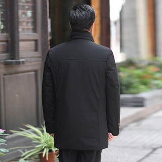 恒源祥羽绒服男青年白鸭绒立领保暖防寒服加厚款外套 黑色 M(170/88A)