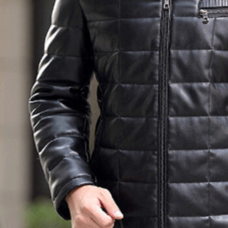 俞兆林（YUZHAOLIN）轻量羽绒服 男士时尚立领羽绒服皮衣外套2020-1-1706黑色L