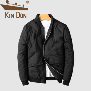 金盾（KIN DON）羽绒服 男2019冬季新款休闲百搭韩版潮流连帽加厚保暖棒球领外套 D220-859 黑色 L