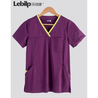 乐倍康（Lebilp）手术衣短袖洗手衣透气贴肤刷手服工作服护士服 葡萄紫（男女同款） L