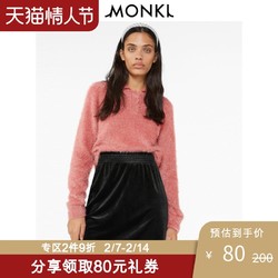MONKI2019秋冬新款加厚POLO领女士粉红色毛衣外穿针织衫女0790532