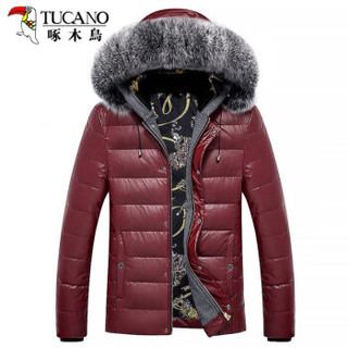 啄木鸟（TUCANO）羽绒服男2019冬季新品经典款连帽加厚保暖上衣休闲男装外套 红色 M