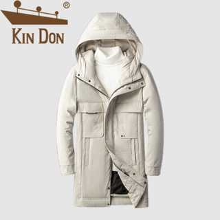 金盾（KIN DON）羽绒服 男2019冬季新款休闲百搭韩版潮流连帽加厚保暖长款外套 D220-6921 杏色 L