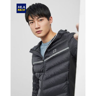 HLA海澜之家羽绒服男2019冬季新品时尚运动拼接连帽外套HWRAJ4R012A黑色镶拼(21)175/92A(50)