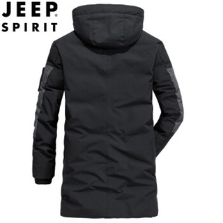 吉普 JEEP 羽绒服男2019冬季新款男士连帽中长款加厚外套时尚潮流白鸭绒防寒外套男  XY0083 深灰 M