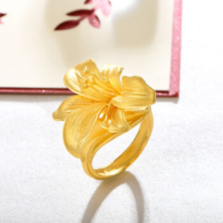 9百年好合婚庆显大花朵女戒 百合花戒子 10.8-10.9克