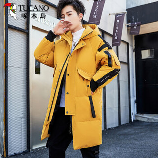 啄木鸟（TUCANO）羽绒服男2019冬季新款时尚韩版长款青少年保暖休闲外套男装上衣 黄色 M