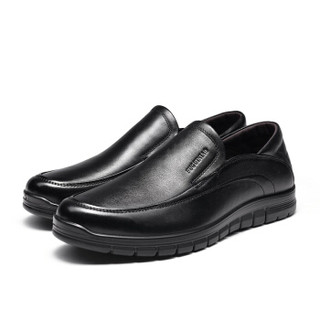 富贵鸟（FUGUINIAO）男士头层牛皮鞋商务休闲时尚舒适套脚S903506 黑色 44