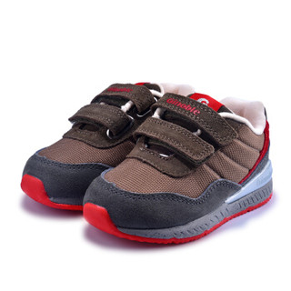 基诺浦春款男女儿童防滑机能鞋宝宝学步鞋软底婴儿童鞋TXG520 咖啡色/灰色 10