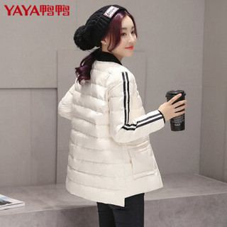 鸭鸭（YAYA）羽绒服女短款棒球领纯色简约时尚女装外套 B-56251 黑色 165