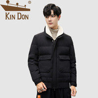 金盾（KIN DON）羽绒服 男2019冬季新款休闲百搭韩版潮流立领加厚保暖工装毛领外套 QT708-T05 黑色 XL