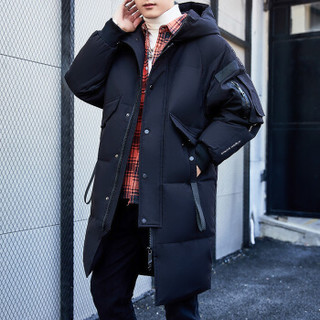 啄木鸟（TUCANO）羽绒服男2019冬季新款时尚韩版长款青少年保暖休闲外套男装上衣 黑色 M