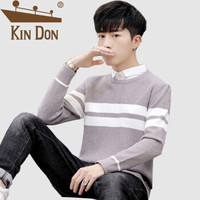 金盾（KIN DON）针织衫 男2019秋冬新款休闲百搭韩版潮流假两件翻领打底衫 A303-MY3002 米色 M