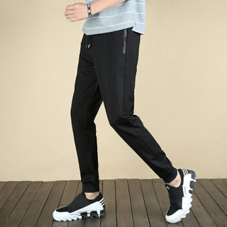 鸭鸭（YAYA）卫裤男2019新款新款时尚系带束脚舒适透气运动裤W8305 黑色 2XL