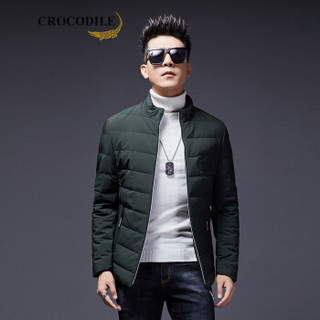 鳄鱼恤（CROCODILE）男士休闲羽绒服 2019冬季新款立领短款时尚保暖潮流帅气外套 98880502 军绿 185/3XL