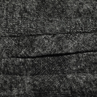 康博2019男士羊毛呢大衣修身时尚休闲格纹中长款呢子大衣秋冬外套 灰黑170/88A