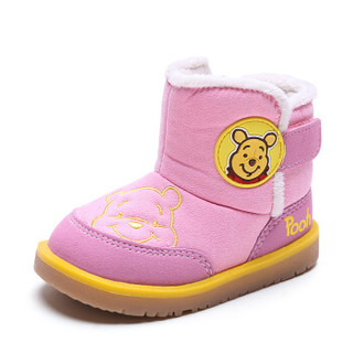 迪士尼 DISNEY 童鞋 小熊维尼学步鞋 冬季男女童宝宝鞋 加绒学步棉靴 8553 粉红色 135码