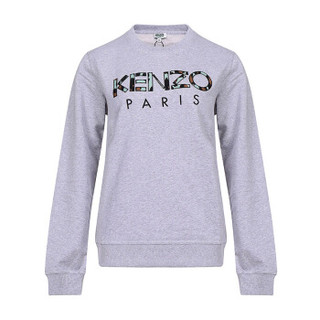 KENZO 高田贤三 19秋冬新品 女士浅灰色棉质圆领长袖卫衣运动衫 F86 2SW705 952 93 XS码