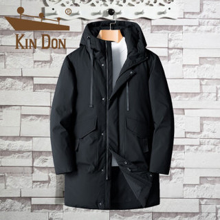 金盾（KIN DON）羽绒服 男2019冬季新款中长款大码纯色加肥加大号加厚保暖外套 QT5023A-YR162 黑色 5XL