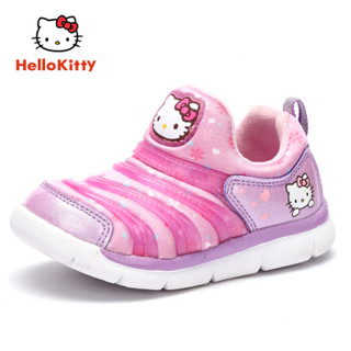 HELLOKITTY 童鞋女童运动鞋 冬季新款儿童保暖毛毛虫休闲鞋 K8543811嫩紫22