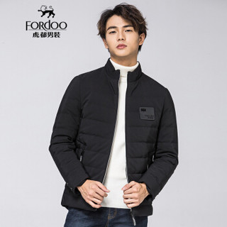 虎都 FORDOO 羽绒服男2019秋冬新款厚实保暖潮范有型简约时尚休闲舒适外套 VA3AH18880502  黑色 190/4XL