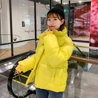 米兰茵（MILANYIN）女装 2019年冬季新款短款潮韩版学生百搭棉服 NYml431 黄色 XL