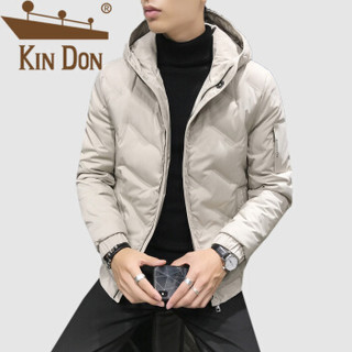 金盾（KIN DON）羽绒服 男2019冬季新款休闲百搭韩版潮流连帽加厚保暖外套 QT6010-905 卡其色 L