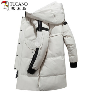 啄木鸟（TUCANO）羽绒服男2019冬季新款时尚韩版长款青少年保暖休闲外套男装上衣 白色 XL