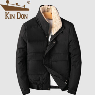 金盾（KIN DON）羽绒服 男2019冬季 新款休闲百搭韩版潮流立领加厚保暖毛领外套 D220-896 黑色 4XL