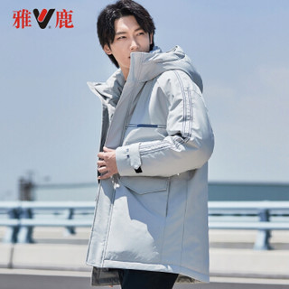 雅鹿 男士休闲羽绒服 2019冬季新款中长款连帽立领时尚潮流外套 YH67U1050 杏色 180/XL